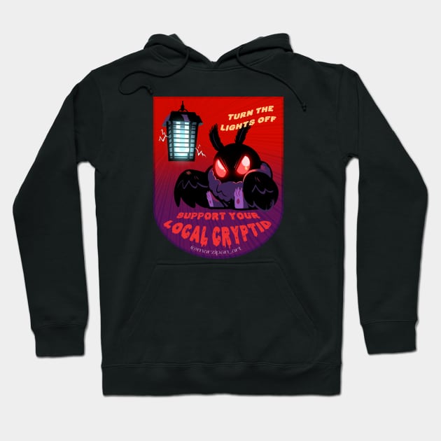 Mothman - Support Your Local Cryptid Hoodie by Marzipan Art